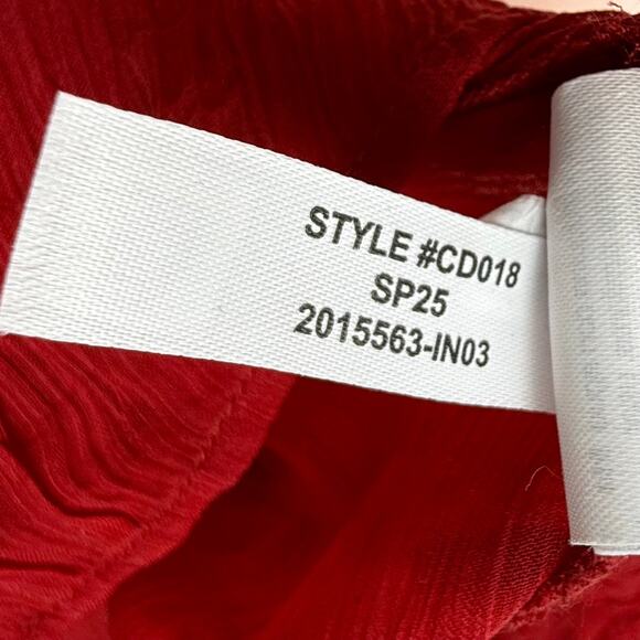 J Crew Women's Sheer Lace Trim Button Up Shirt Size 0 Red Short Sleeve - Picture 13 of 16